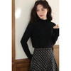 鹿向南「日与月光」黑色木耳边针织衫女秋新款内搭显瘦打底衫上衣 商品缩略图3