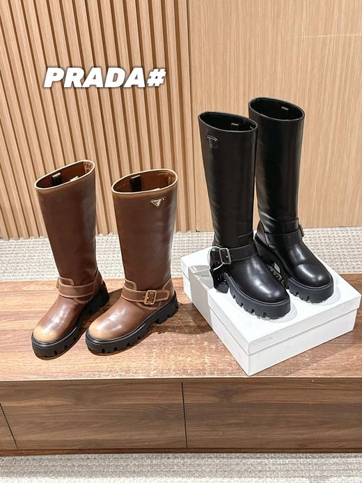 普拉达 经典三角标一脚蹬王炸长靴  皮面 (DBG) 商品图0