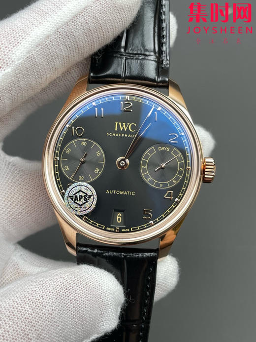 【新款葡七】新品万国APS葡萄牙七日链系列 葡七玫金黑盘 男士腕表 商品图0