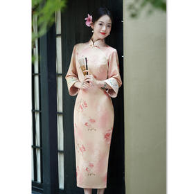 GX时尚拼接长款倒大袖旗袍2025秋季新款复古国风年轻款日常可穿旗袍