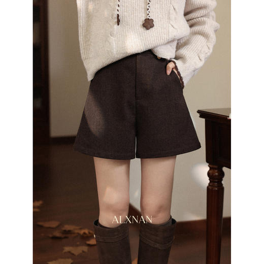 鹿向南「焦糖落霜」咖色高腰百搭休闲短裤女2025秋冬季小个子西裤 商品图2