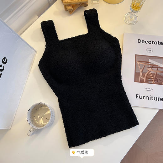 【新款】带胸垫加绒吊带背心 羊羔绒毛绒保暖打底衫 秋冬免穿文胸一体式内搭 商品图4