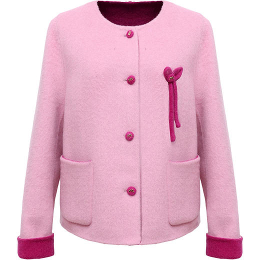 QYM 25YS32-Y正反两面穿双面毛呢外套气质优雅洋气单排扣休闲呢子上衣 商品图4