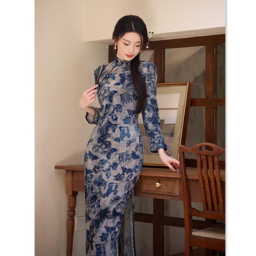 GX2025早秋款中国风长款斜襟新中式改良旗袍女装少女改良日常旗袍裙 商品图3