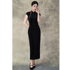 GX钻石绒长款坎肩袖旗袍2025初秋新款时尚改良新中式日常修身旗袍裙 商品缩略图3