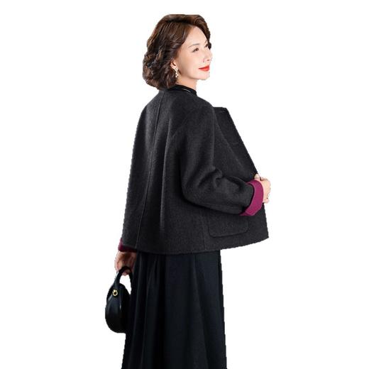 XT 2502蝴蝶结妈妈双面羊毛大衣减龄羊毛呢子短外套 商品图4