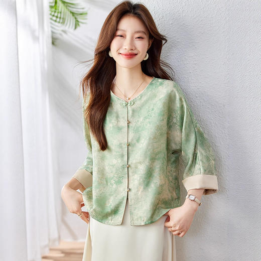 新中式国风外套，轻奢时尚复古提花减龄气质年轻款上衣HR-XYSP6068 商品图3