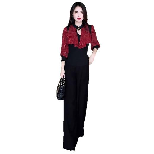 时尚套装女2025秋季新款时髦洋气显瘦长袖打底衫阔腿裤气质两件套 商品图4