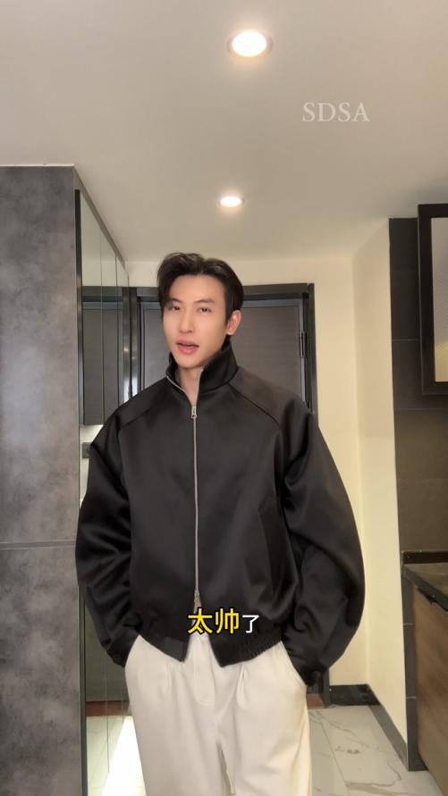 5036SDSA男士秋冬新款痞帅男装美式纯色立领拉链卫衣高街百搭宽松上衣 商品图0