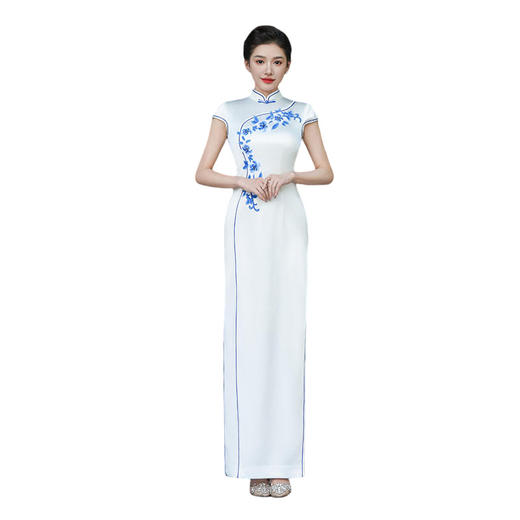 白色旗袍2025新款青花瓷改良年轻款女秋新中式国风连衣裙复古走秀 商品图4