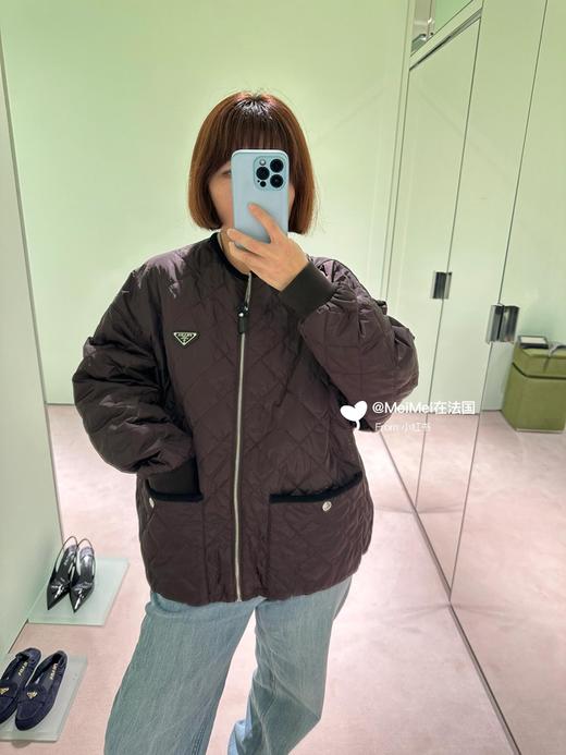 普拉达 25Fw早秋新款 经典三角标圆领菱格纹棉服外套（ZY*MM） 商品图4