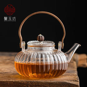 新款新品玻璃泡茶壶家用玻璃花茶壶新款新品条纹煮茶壶明火加热南瓜壶