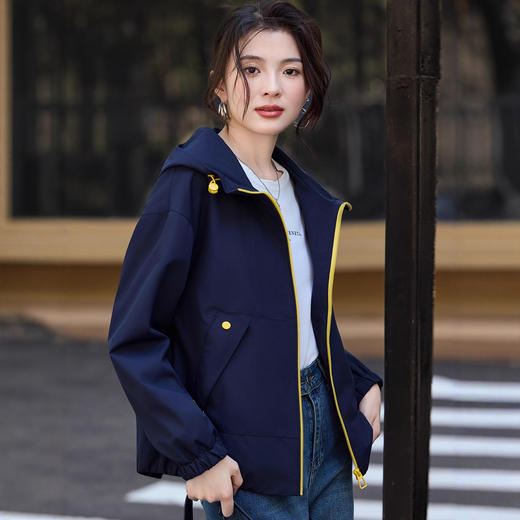 连帽风衣外套短款拉链开衫，中老年妈妈休闲夹克HR-JYJ2593 商品图3