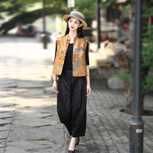 新中式提花盘扣上衣三件套，改良旗袍舒适优雅通勤日常MYJ-259 商品图0