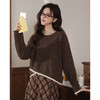 鹿向南「焦糖朗姆」美拉德设计感不规则咖色毛衣女秋保暖显瘦上衣 商品缩略图0