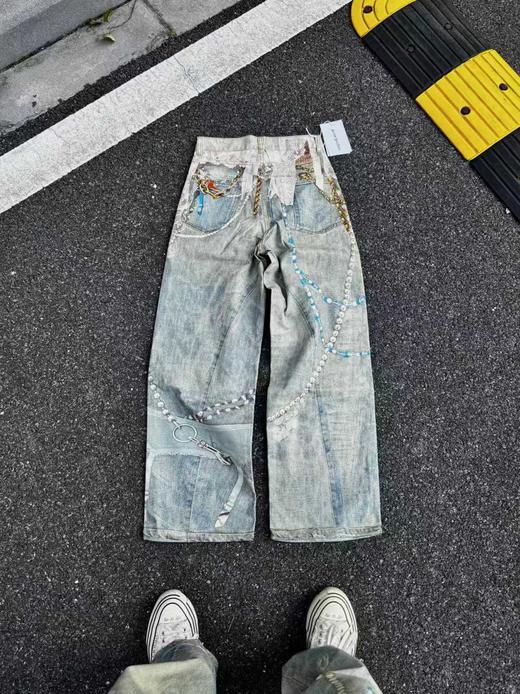 Acne Studios 蕾丝珍珠链条牛仔裤（ZY*BG） 商品图0