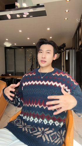 45119SDSA男士秋冬新款痞帅男装韩版撞色趣味条纹圆领针织衫百搭毛衣