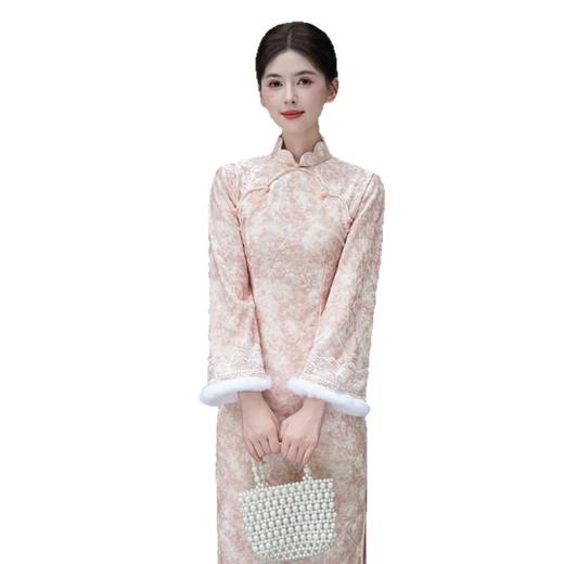 GX长款倒大袖加绒旗袍2025秋冬新款时尚改良新中式日常宽松长袖旗袍 商品图4