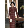 GX红色格子旗袍2025新款秋冬季复古民国风老上海日常改良年轻款旗袍 商品缩略图0