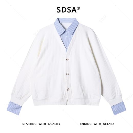 2523SDSA男士秋冬新款痞帅男装简约拼接假两件纽扣开衫衬衫外套百搭 商品图0