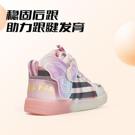泰兰尼斯小童段冬款加绒甜美翅膀闪灯鞋运动鞋T02X3D3285 商品图2