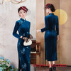 GX早秋新款丝绒长袖旗袍2025新款时尚改良新中式复古女装感旗袍 商品缩略图2