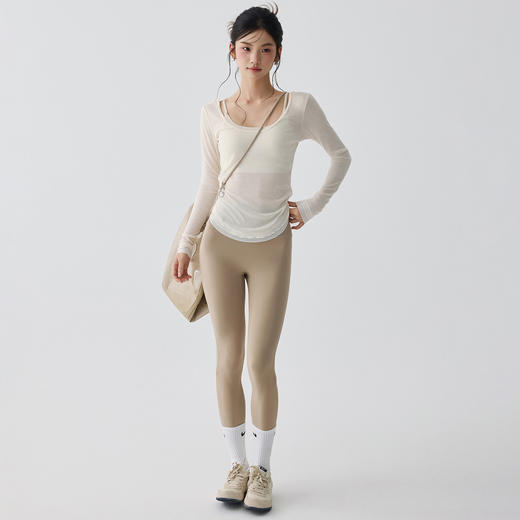 跃牌【安琪拉系列】新款宽松休闲高级感瑜伽服罩衫下摆轻薄透气性感露背长袖运动罩衫CX7411 商品图4