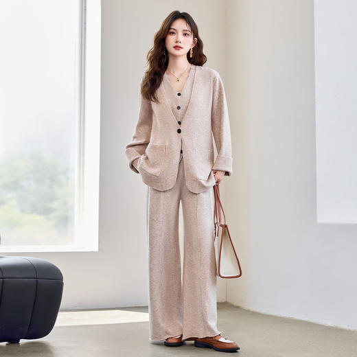 HR YBER602洋气时尚宽松版大口袋老钱风气质款西装三件套裤 商品图1