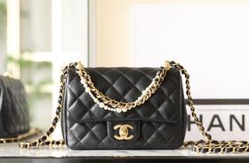 香奈儿 24P春夏 珍珠链条口盖包 黑色 大号（LZ*MM）