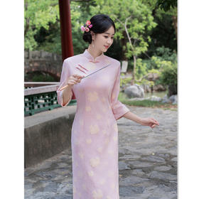 GX复古国风麂皮绒七分袖旗袍2025秋季新款年轻女士日常中式修身旗袍