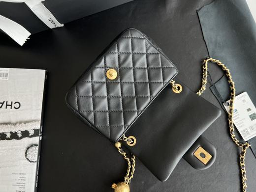 GZ231-香奈儿 Classic Flap CF小金球核桃大mini 皮穿链菱格羊皮单肩斜挎包黑色-（LH*MM） 商品图5