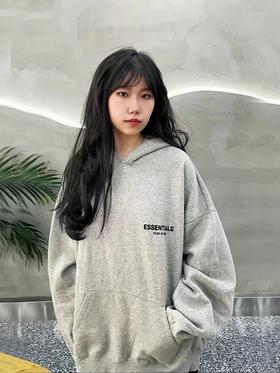 FEAR OF GOD ESSENTIALS FOG胸口后背植绒男女情侣明星同款秋冬纯棉帽衫卫衣（BG）