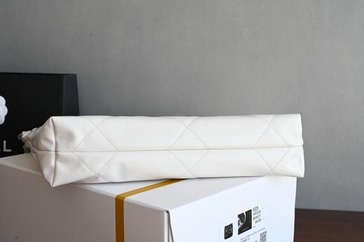 GZ232-香奈儿 菱格纹皮穿链大容量 小牛皮白缝线拼银色金属购物袋手提单肩包 -（LH*MM） 商品图3