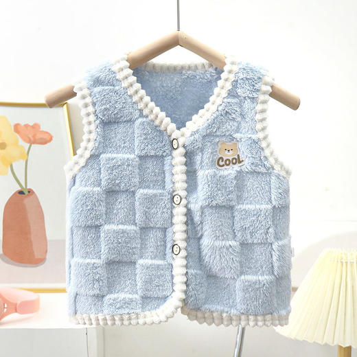新款儿童加绒马甲男童保暖背心柔软内穿秋冬女童坎肩开衫马甲外穿 商品图2