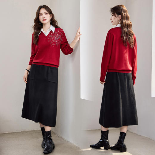 HR YBER611洋气时尚重工艺休闲宽松POLO领两件套裙 商品图0