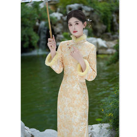 GX中国风加绒长袖女装旗袍2025秋冬款复古改良年轻款倒大袖日常旗袍