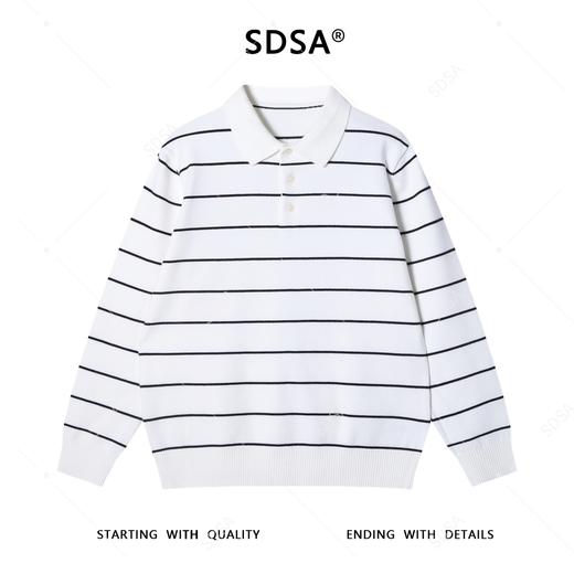 SDSA男士秋冬新款痞帅男装简约撞色条纹polo领针织毛衣百搭时尚 商品图1