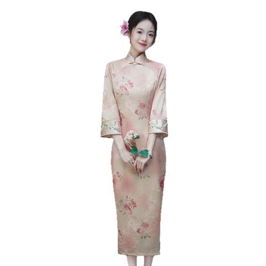 GX时尚拼接长款倒大袖旗袍2025秋季新款复古国风年轻款日常可穿旗袍 商品图4