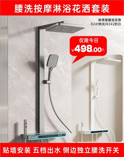 8241彼得堡五档腰洗花洒-枪灰/奶白 商品图0