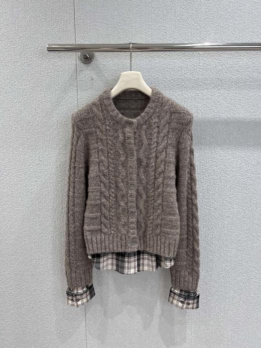 Acne Studios 25Fw早秋新款 绞花格纹拼接假两件羊毛针织开衫(DQJ*MM) 商品图2