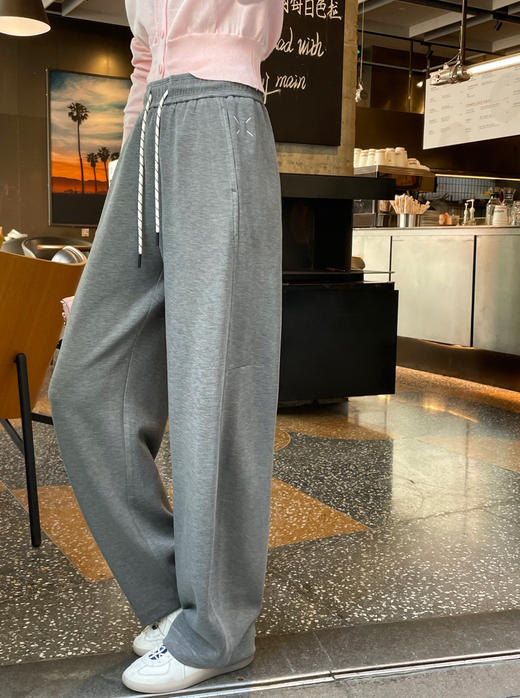 原单新款宽松紧腰抽绳垂感休闲直筒弯刀阔腿卫裤 商品图2