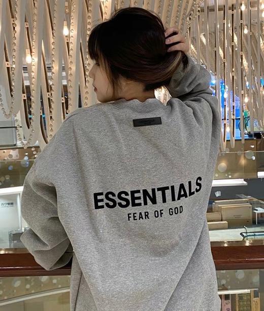 FEAR OF GOD ESSENTIALS FOG胸口后背植绒男女情侣明星同款秋冬纯棉圆领卫衣（BG） 商品图0