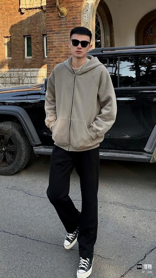 FEAR OF GOD ESSENTIALS FOG胸口后背植绒男女情侣明星同款秋冬长裤直筒卫裤（BG） 商品图0