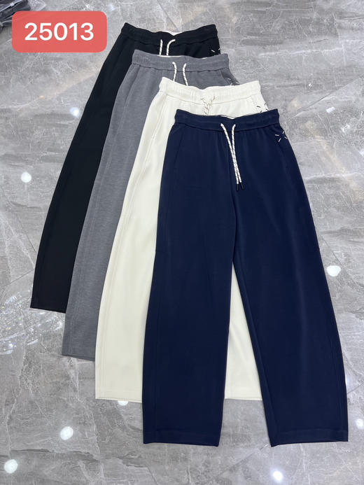 原单新款宽松紧腰抽绳垂感休闲直筒弯刀阔腿卫裤 商品图4