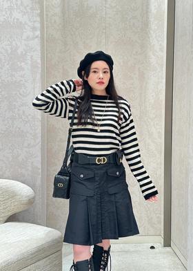迪奥 25FW秋冬新款 海军风肩扣条纹针织毛衣（DQJ*MM）
