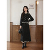 鹿向南「烟灰缀露」假两件深灰色连衣裙女秋季法式设计感长款裙子 商品缩略图1
