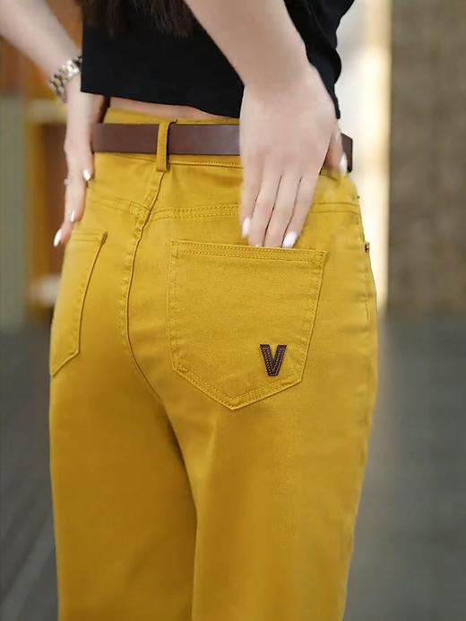 姜黄色牛仔直筒裤女2025年春秋季新款高腰小个子显瘦宽松阔腿裤子 商品图2