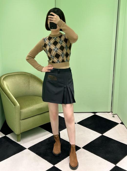 普拉达  25Fw早秋新款 拼色菱格挂毛logo针织衫（ZY*MM） 商品图3