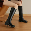 【预售7天】真皮显瘦中高筒靴子女秋冬新款黑色显瘦圆头不过膝长筒骑士靴DJ&GV1589 商品缩略图4