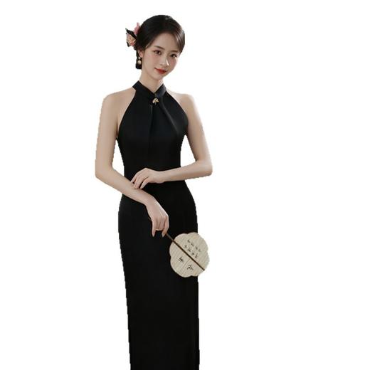 GX仿醋酸长款露肩挂脖性感旗袍2025初秋新款时尚改良新中式日常旗袍 商品图4